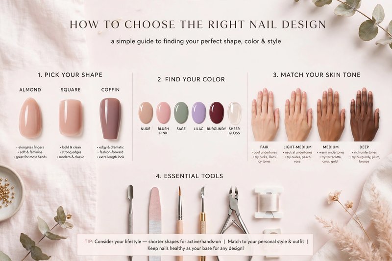 How to choose the right nail design - shape, color and skin tone guide