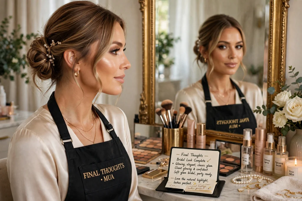 Final thoughts professional makeup artist flawless bridal look complete glowing confident bride